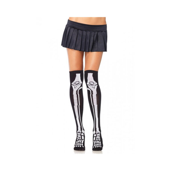 Acrylic Skeleton Over The Knee Socks O/s Black/white