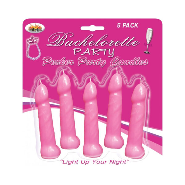 Bachelorette Party Pecker Party  Candles Pink 5 Pack - Image 2