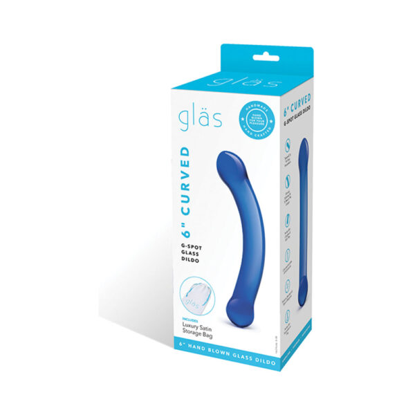 Glas 6 inches Curved Glass G-Spot Dildo Blue - Image 2