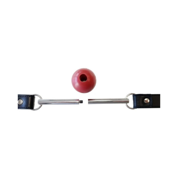 Ball Gag - Black With Removable Red Ball And Stainless Steel Rod - Image 2
