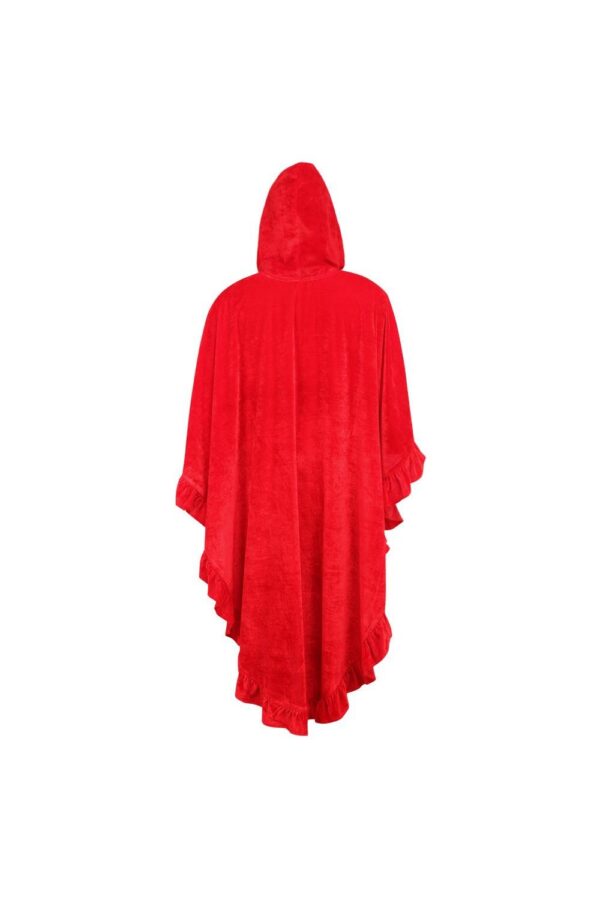 Red Velvet Hooded Ruffle Cape - Image 3