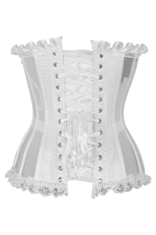 Top Drawer Steel Boned White Mesh Underwire Bustier Corset - Image 3