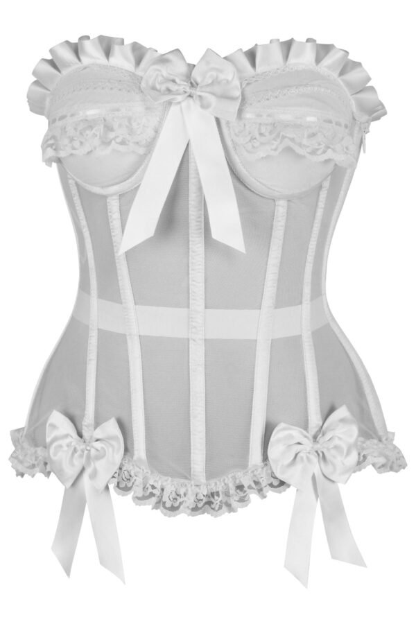 Top Drawer Steel Boned White Mesh Underwire Bustier Corset