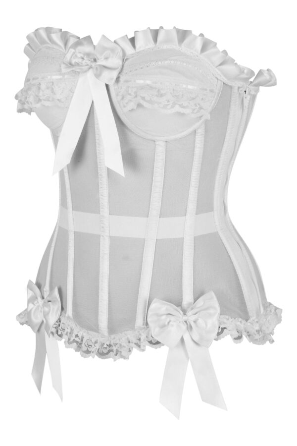 Top Drawer Steel Boned White Mesh Underwire Bustier Corset - Image 2