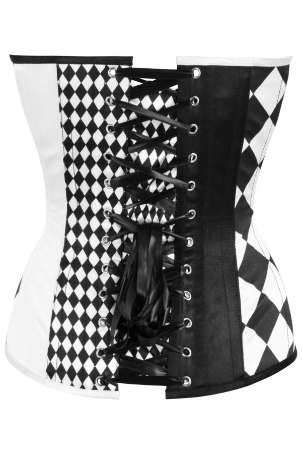 Top Drawer Black/White Print Steel Boned Corset - Image 3