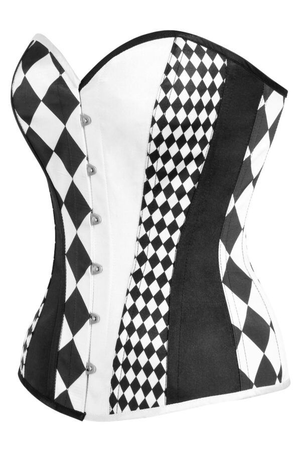 Top Drawer Black/White Print Steel Boned Corset - Image 2