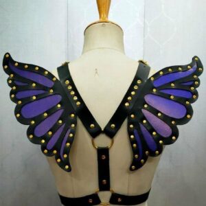 Faux Leather Purple/Gold Butterfly Wing Harness - Daisy Corsets