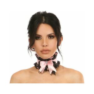 Kitten Collection Lt Pink/Black Lace Choker - Daisy Corsets