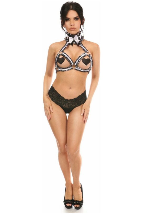 Kitten Collection White/Black Lace Bra Top Body Harness - Image 3