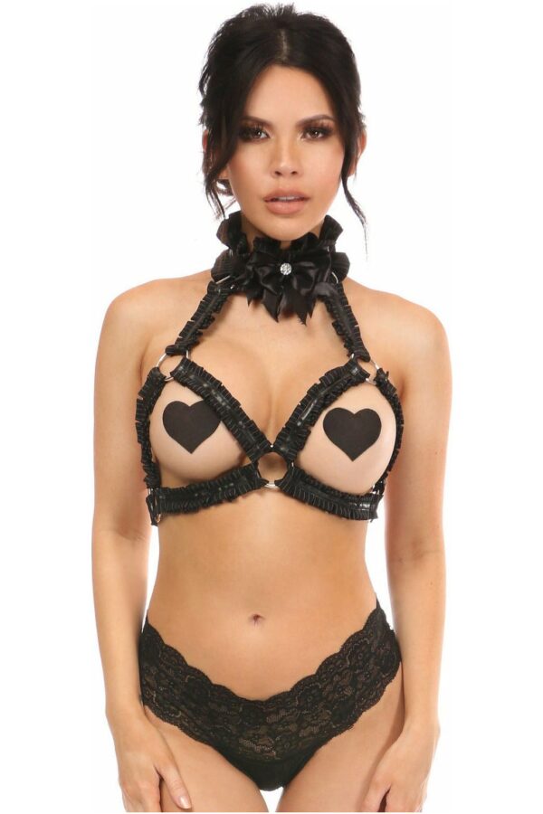 Kitten Collection Pinstripe Triangle Top Body Harness - Daisy Corsets