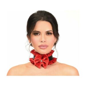 Kitten Collection Red Velvet & Faux Leather Choker - Daisy Corsets