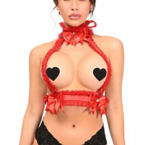 Kitten Collection Red/Red Lace Double Strap Body Harness - Daisy Corsets