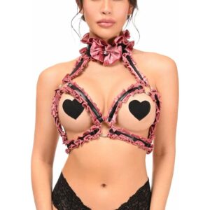 Kitten Collection Dusty Rose Velvet Triangle Top Body Harness - Daisy Corsets