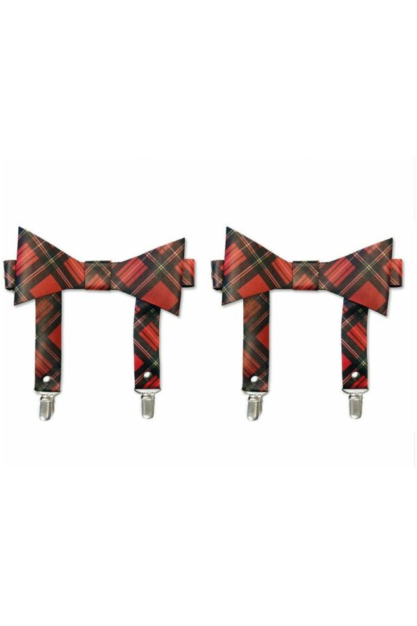 Red Plaid Faux Leather Garters (set of 2)