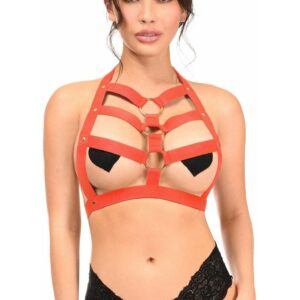 Red Stretchy Body Harness w/Gold Hardware - Daisy Corsets