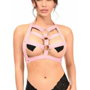 Lt Pink Stretchy Body Harness w/Silver Hardware - Daisy Corsets