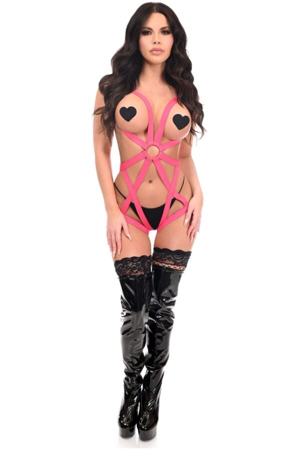 BOXED Pink Stretchy Body Harness Bodysuit - Image 3