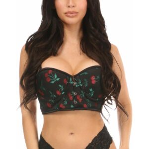 Lavish Cherry Brocade Underwire Short Bustier - Daisy Corsets