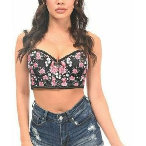 Lavish Pink Floral Underwire Short Bustier - Daisy Corsets