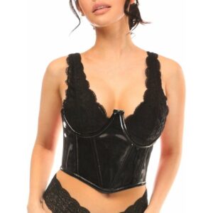 Lavish Black Patent Open Cup Underwire Waist Cincher - Daisy Corsets