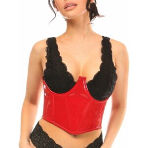 Lavish Red Patent Open Cup Underwire Waist Cincher - Daisy Corsets