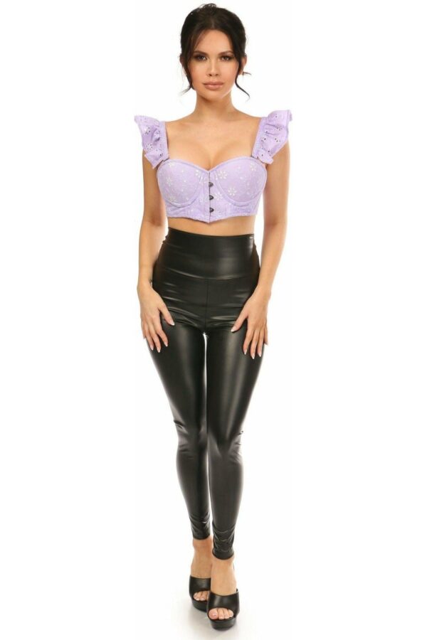 Lavish Lavender Eyelet Underwire Bustier Top w/Removable Ruffle Sleeves - Daisy Corsets