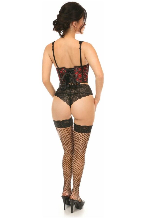 Lavish Red Plaid Satin Open Cup Waist Cincher - Daisy Corsets