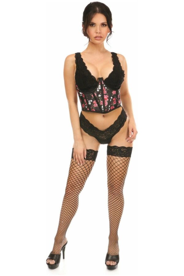 Lavish Floral Satin Open Cup Waist Cincher - Daisy Corsets