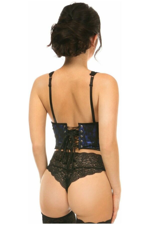 Lavish Blue w/Black Lace Overlay Open Cup Waist Cincher - Daisy Corsets