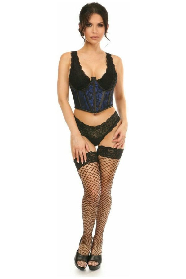 Lavish Blue w/Black Lace Overlay Open Cup Waist Cincher - Daisy Corsets