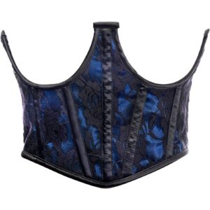Lavish Blue w/Black Lace Overlay Open Cup Waist Cincher
