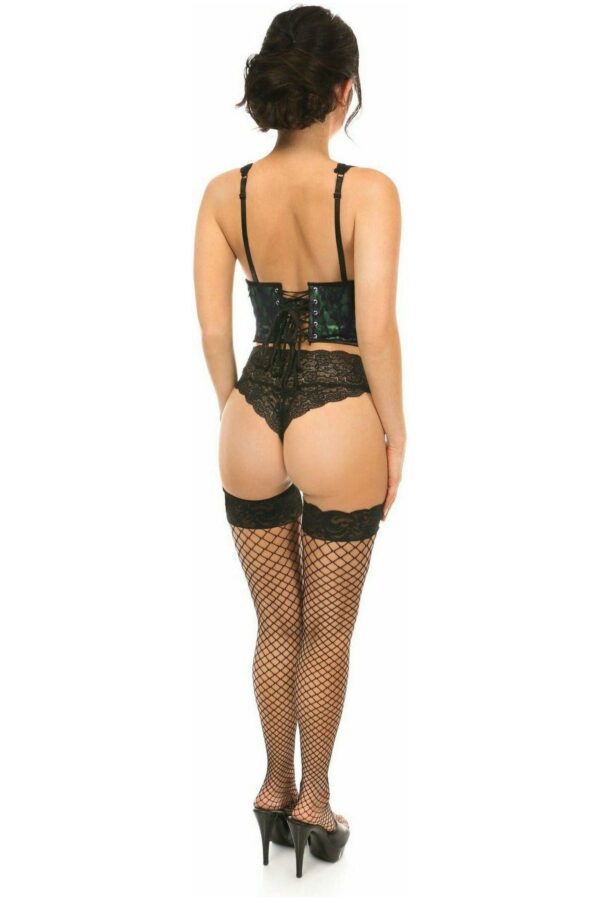 Lavish Green w/Black Lace Overlay Open Cup Waist Cincher - Daisy Corsets