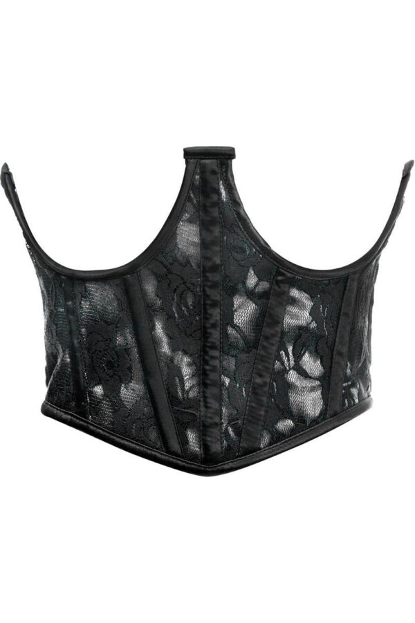 Lavish White w/Black Lace Overlay Open Cup Waist Cincher