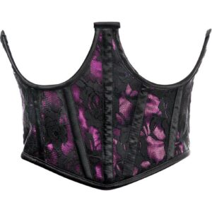 Lavish Pink w/Black Lace Overlay Open Cup Waist Cincher