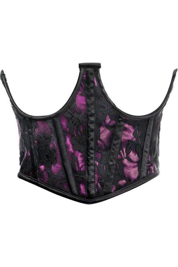 Lavish Pink w/Black Lace Overlay Open Cup Waist Cincher