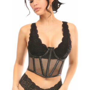 Lavish Black Fishnet Underwire Open Cup Waist Cincher - Daisy Corsets