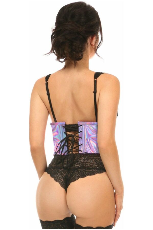 Lavish Lavender Holo Open Cup Underwire Waist Cincher - Daisy Corsets