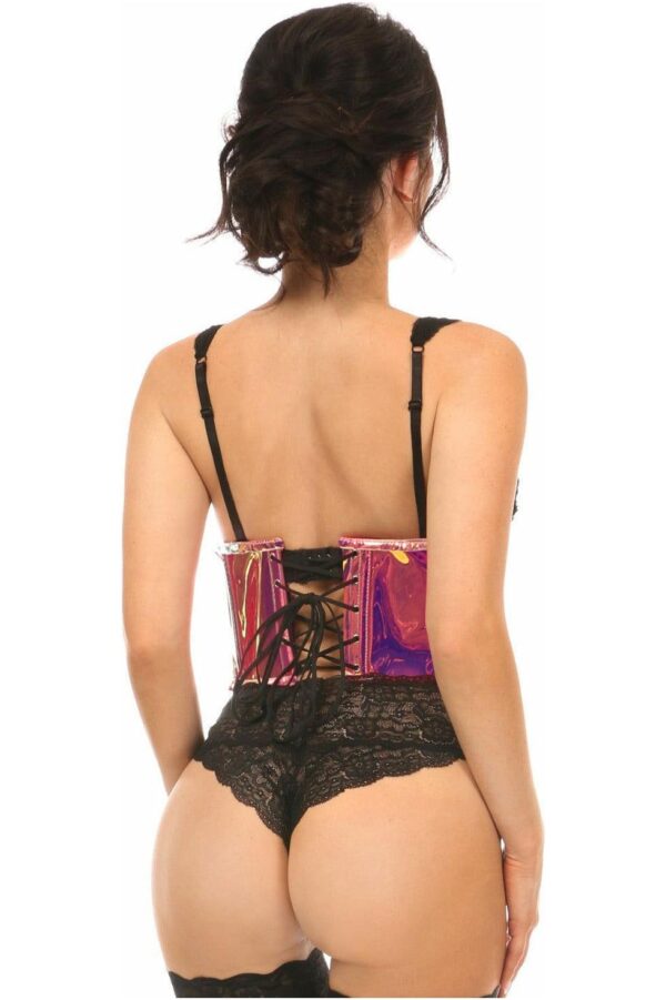 Lavish Rainbow Gold Holo Open Cup Underwire Waist Cincher - Daisy Corsets
