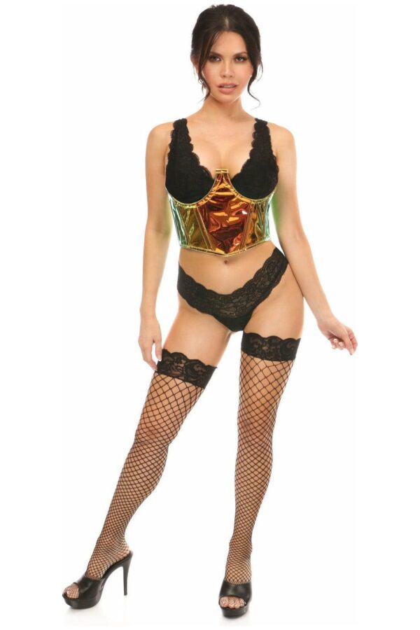 Lavish Sunset Holo Open Cup Underwire Waist Cincher - Daisy Corsets
