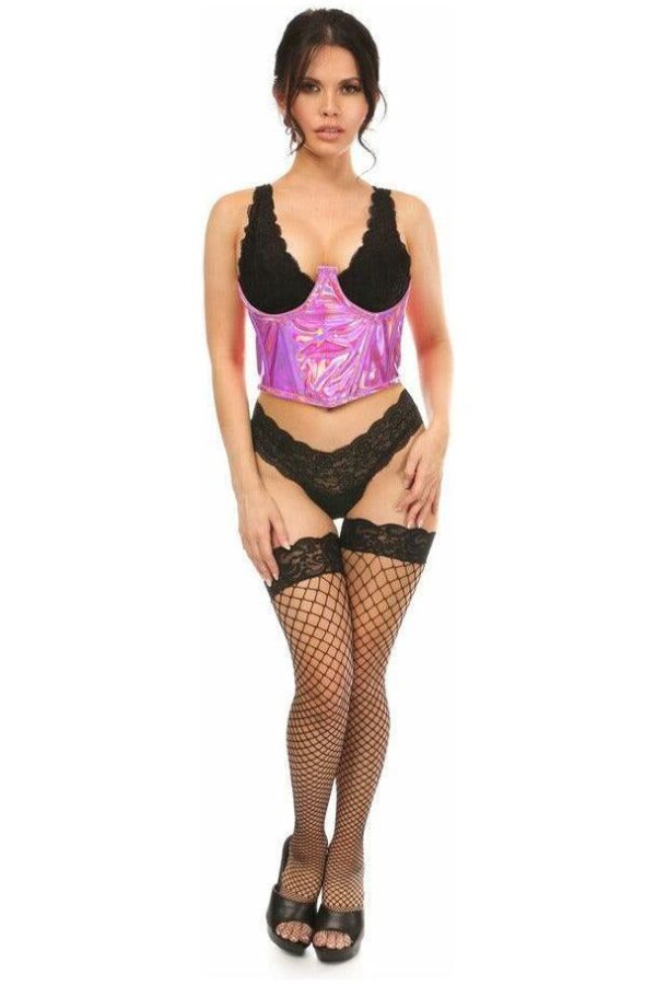 Lavish Fuchsia Holo Open Cup Underwire Waist Cincher - Daisy Corsets