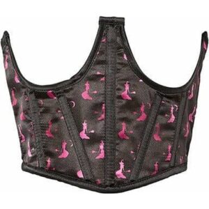 Lavish Black & Magenta Witches Satin Open Cup Waist Cincher