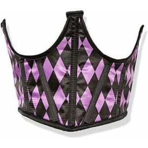 Lavish Black & Purple Diamond Satin Open Cup Waist Cincher