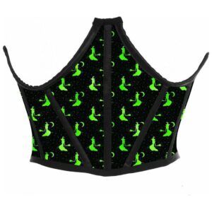 Lavish Black & Green Witches Satin Open Cup Waist Cincher - Daisy Corsets