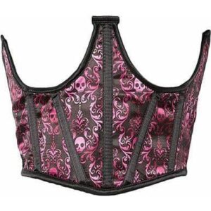 Lavish Purple & Black Skull Satin Open Cup Waist Cincher