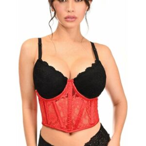 Lavish Red Sheer Lace Underwire Waist Cincher Corset - Daisy Corsets