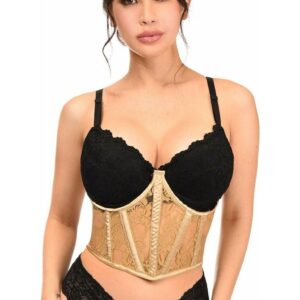 Lavish Beige Sheer Lace Underwire Waist Cincher Corset - Daisy Corsets