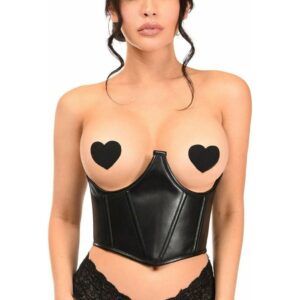 Lavish Black Faux Leather Underwire Cincher Corset - Daisy Corsets