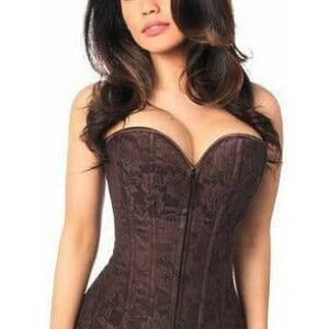 Lavish Dark Brown Lace Overbust Corset w/Zipper - Daisy Corsets