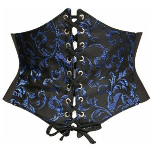 Lavish Black/Blue Brocade Corset Belt Cincher - Daisy Corsets