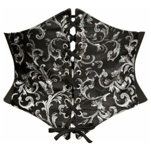 Lavish Black/Silver Brocade Corset Belt Cincher - Daisy Corsets